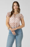 Dex Lace Detail Tie Front Top - Floral Vine