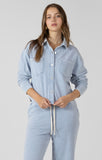 Dex Cropped Knit Overshirt - Washed Light Blue