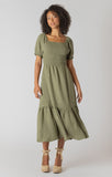 Room 34 Smocked Tiered Maxi Dress - Sage EMB