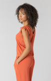 Room 34 V-Neck Tie Shoulder Top - Copper