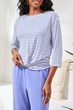 Tribal 3/4 Sleeve Boat Top W/Knot - Baja Blue