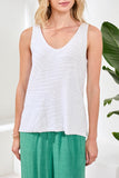 Tribal Sleeveless V-Neck Sweater - White