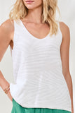 Tribal Sleeveless V-Neck Sweater - White