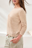 Tribal Crew Neck 3/4 Sleeve Textured Sweater - Cococream