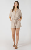 Dex Polo V Neck Romper - Nude