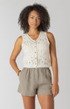 Room 34 Crochet Buttoned Vest - Cream