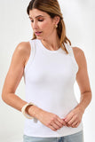 Tribal Racer Back Fitted Tank Top - White