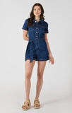 Dex Belted Utility Romper - Medium Indigo