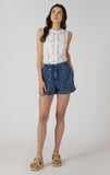 Dex Lace Cutout Button Front Tank - White