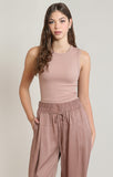 DEX Ribbed Tank- Dusty Rose