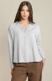 DEX Relaxed Button Front Shirt- Taupe/White Stripe