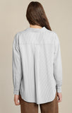 DEX Relaxed Button Front Shirt- Taupe/White Stripe
