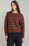 DEX Stripe Crewneck Sweater- Rustic Brown/Blue