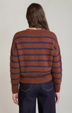 DEX Stripe Crewneck Sweater- Rustic Brown/Blue