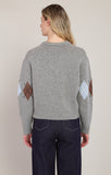 Room 34 Argyle Sweater Top- Medium Grey Mix
