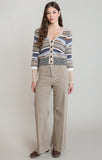 DEX Melange Striped Cardigan- Mixed Navy Stripe