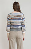 DEX Melange Striped Cardigan- Mixed Navy Stripe