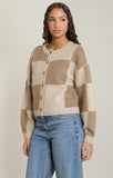 DEX Colorblock Cardigan- Light Heather Taupe
