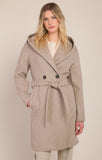Room 34 Belted Hooded Coat- Stone
