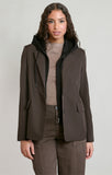 DEX Detachable Hooded Blazer- Dark Brown/ Black