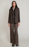 DEX Detachable Hooded Blazer- Dark Brown/ Black