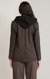 DEX Detachable Hooded Blazer- Dark Brown/ Black