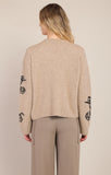 Room 34 Flower Crewneck Sweater- Taupe