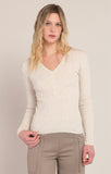 Room 34 Ribbed Sweater Top- Cream Heather