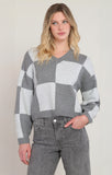 DEX Color Block Sweater- Heather Grey Block