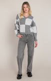 DEX Color Block Sweater- Heather Grey Block