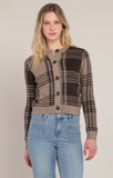 Room 34 Plaid Cardigan- Taupe/Brown Plaid