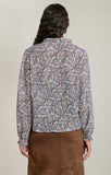 DEX Balloon Sleeve Blouse- Brown/Blue Paisley