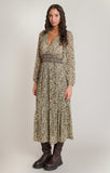 DEX Smocking Waist Dress- Ecru Leopard