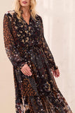 Tribal Mixed Print Drama Dress- Rustic