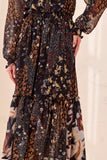 Tribal Mixed Print Drama Dress- Rustic
