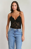 DEX  Embroidered Lace Cami Top- Black