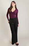 DEX V Neck Long Sleeve Bodysuit- Plum