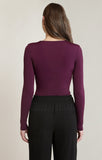 DEX V Neck Long Sleeve Bodysuit- Plum