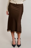 DEX Satin Lace Skirt- Chocolate