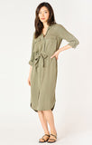 Dex Belted Utility Midi Dress - Olive