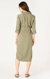 Dex Belted Utility Midi Dress - Olive