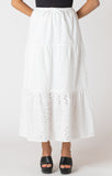 Room 34 Embroidered Eyelet Maxi Skirt White