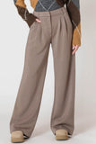 Room 34 Wide Leg Knit Trouser - Dark Taupe