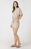 Dex Polo V Neck Romper - Nude