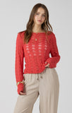 Dex Scalloped Open Work Sweater - Raspberry Punch