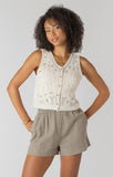 Room 34 Crochet Buttoned Vest - Cream