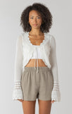 Room 34 Tie Front Crochet Cardigan