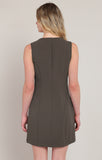 DEX Button Up Mini Dress- Dark Olive