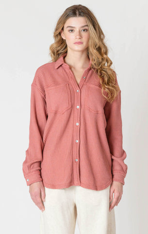 Room 34 Women's Ribbed Knit Jacket - Brick
