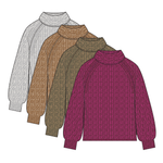 Tribal Women's L/s Cable Mock Neck Sweater - Latte